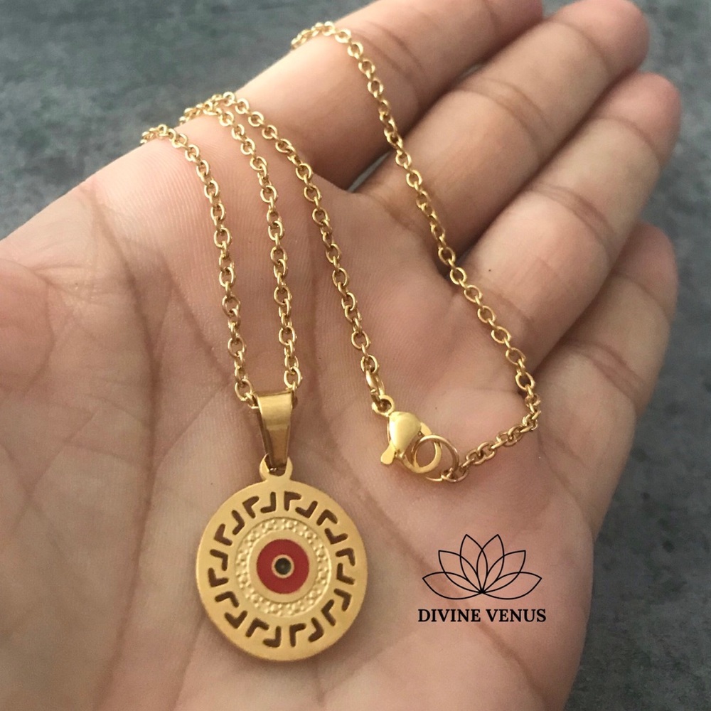 Evil Eye Gold Plated Stainless Steel Necklace - Picture 5 of 8